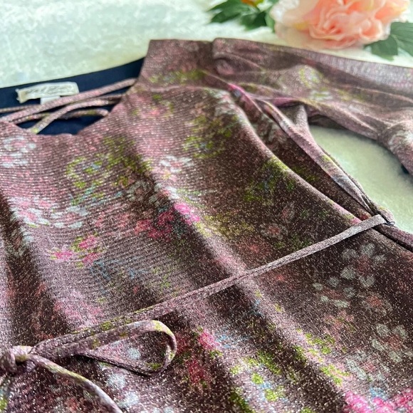 Speechless Sz 8 Women’s Purple Floral Print Dress Glitter Knit Ruffle 3/4 Sleeve - Picture 2 of 7